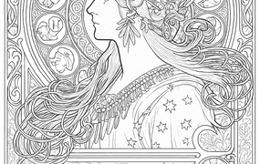 『黄道十二宮』（ミュシャ） 大人の塗り絵 PDF無料ダウンロード 