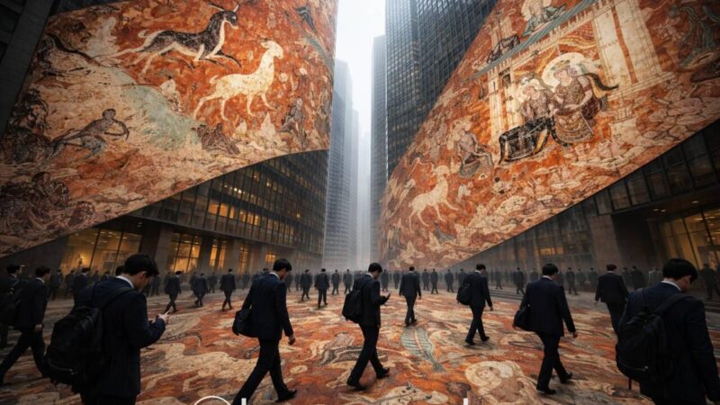 摩天楼に広がる「九色鹿本生図」—敦煌壁画を都市へ移植した再解釈